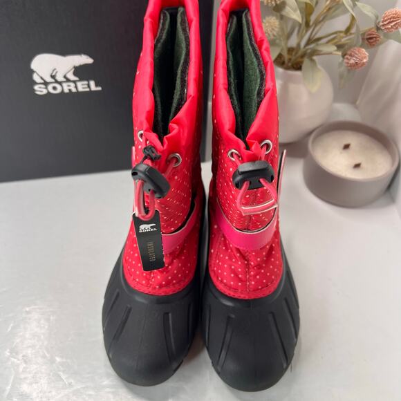 Sorel Flurry Print Adjustable Polka Dots Boots Fuchsia Fizz NC3503-650 Girl's 5 - Picture 5 of 10